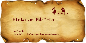 Hintalan Márta névjegykártya